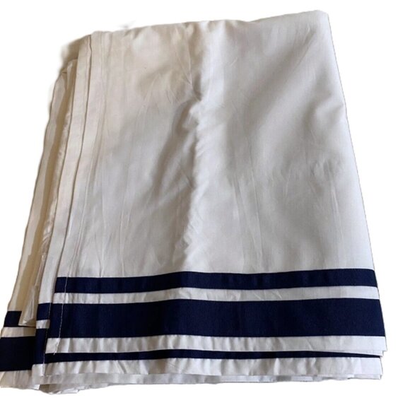 POTTERY BARN Kids Bed Skirt Crib Toddler Navy Blue 100% Cotton Ribbon Box Pleat - Picture 2 of 11